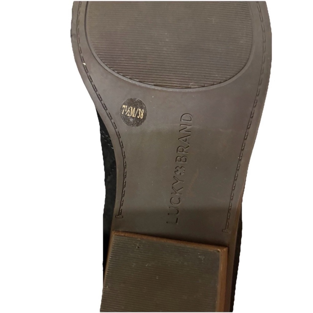 Lucky Brand Black Leather Slip On Mahzan Flat Womens Sz 7.5 - Picture 6 of 7